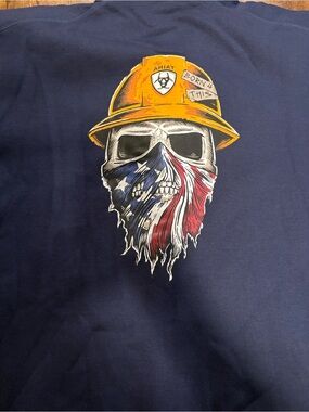 Ariat Men's Rebar Workman Born 4 This Navy Full-Zip Hoodie Sweatshirt size L
